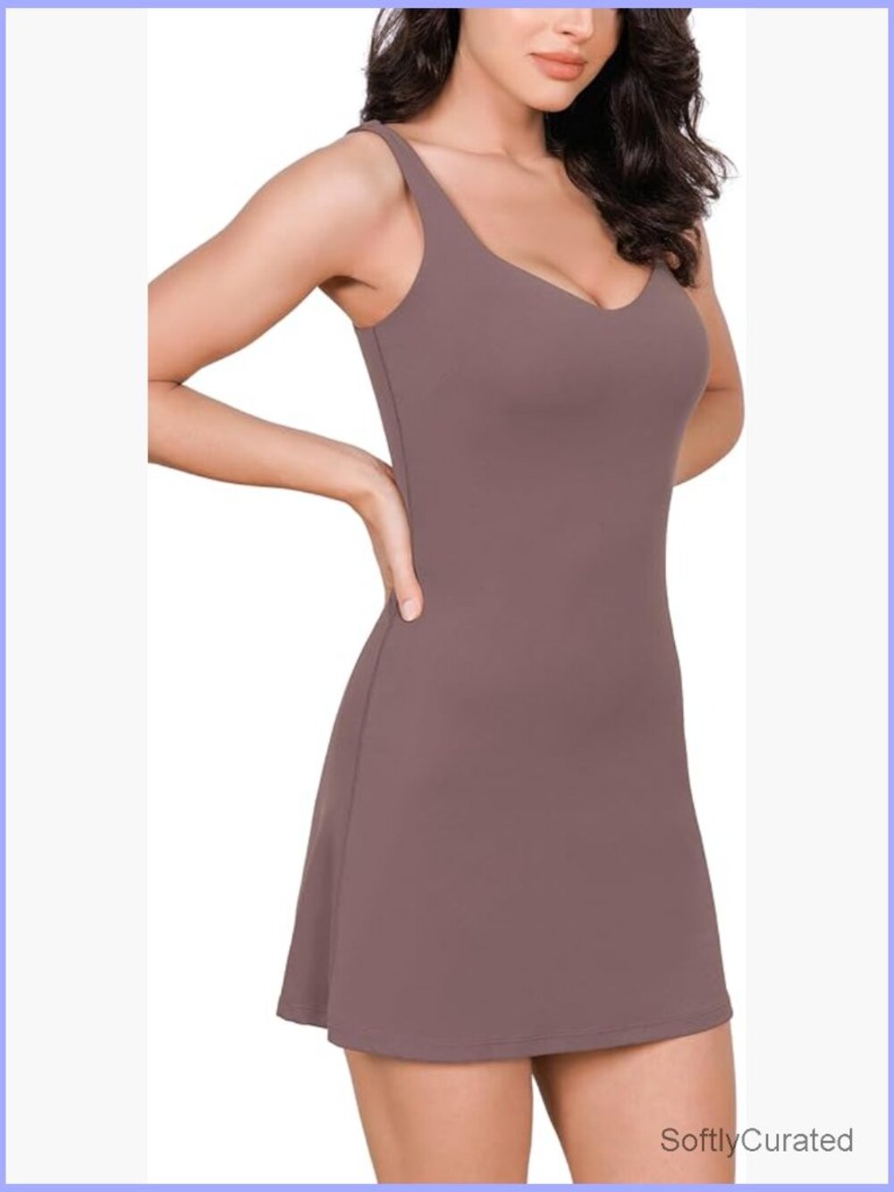 Tank Dress with Built-in Bra and Shorts Low Impact Workout U Back